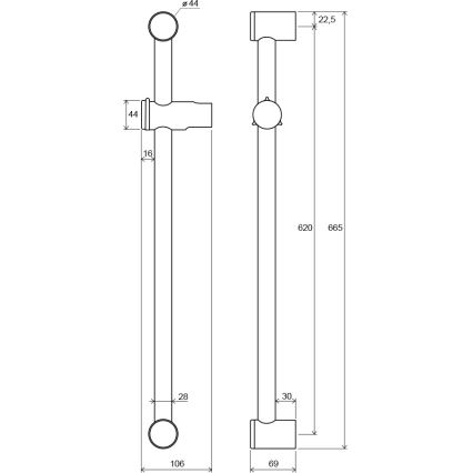 Ravak X07P012 - Asta doccia 66,5 cm cromo lucido