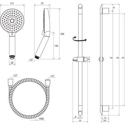 Ravak X07P177 - Set doccia in cromo lucido