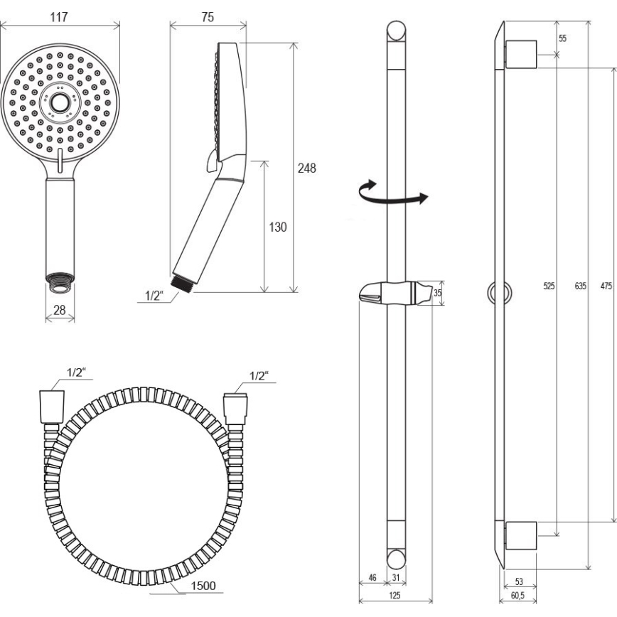 Ravak X07P177 - Set doccia in cromo lucido