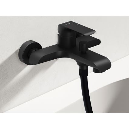 Ravak X07S114 - Set vasca con miscelatore FLAT, nero opaco