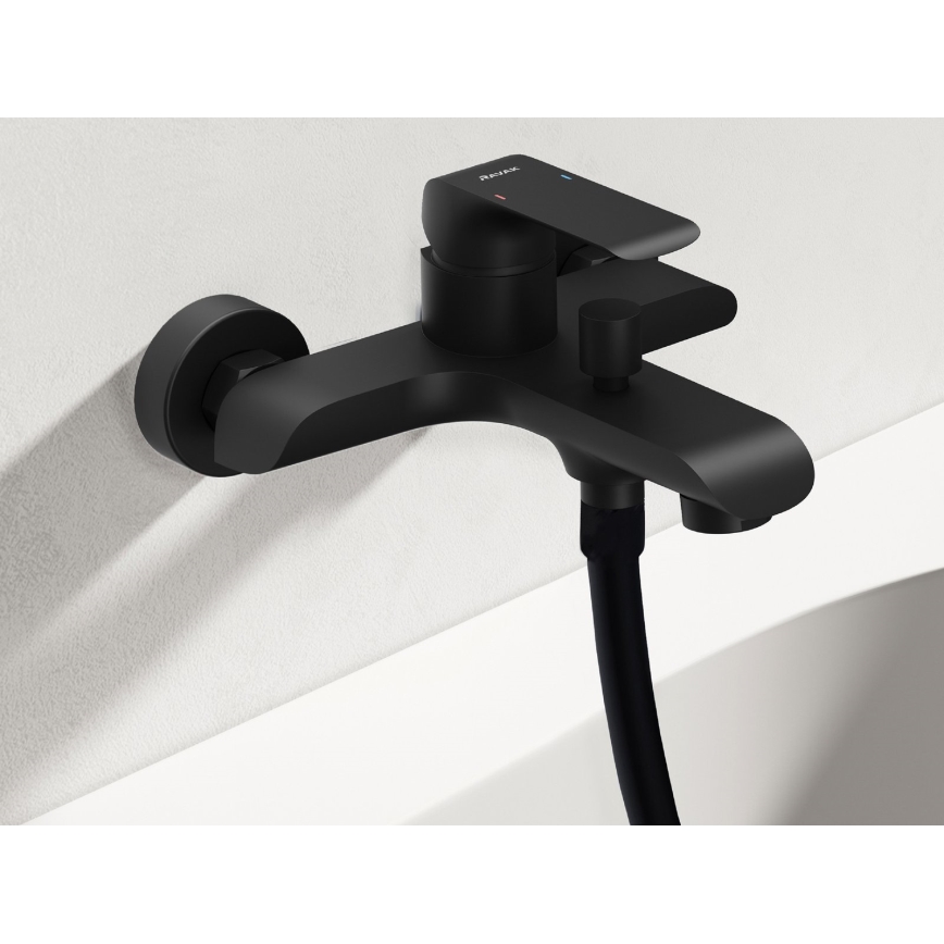 Ravak X07S114 - Set vasca con miscelatore FLAT, nero opaco