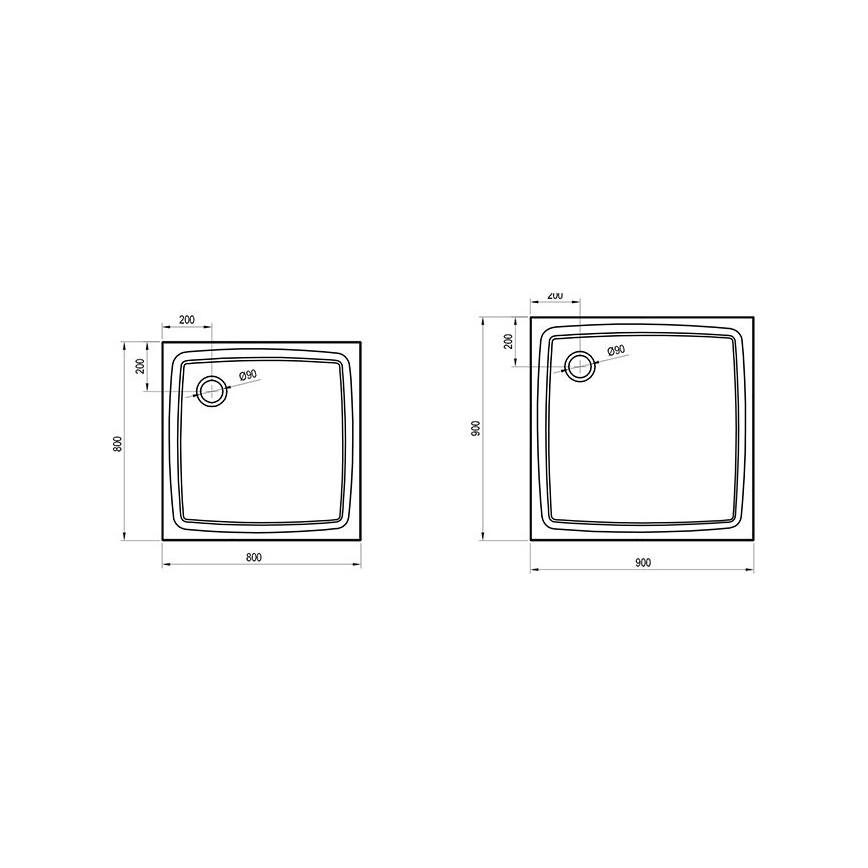 Ravak XA034411010 - Piatto doccia quadrato PERSEUS 80x80 cm bianco