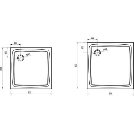 Ravak XA037711010 - Piatto doccia quadrato PERSEUS 90x90 cm bianco