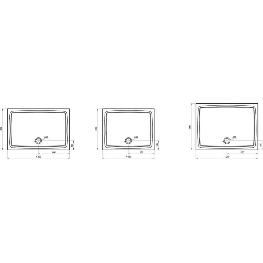 Ravak XA03G711010 - Piatto doccia rettangolare GIGANT 90x120 cm bianco