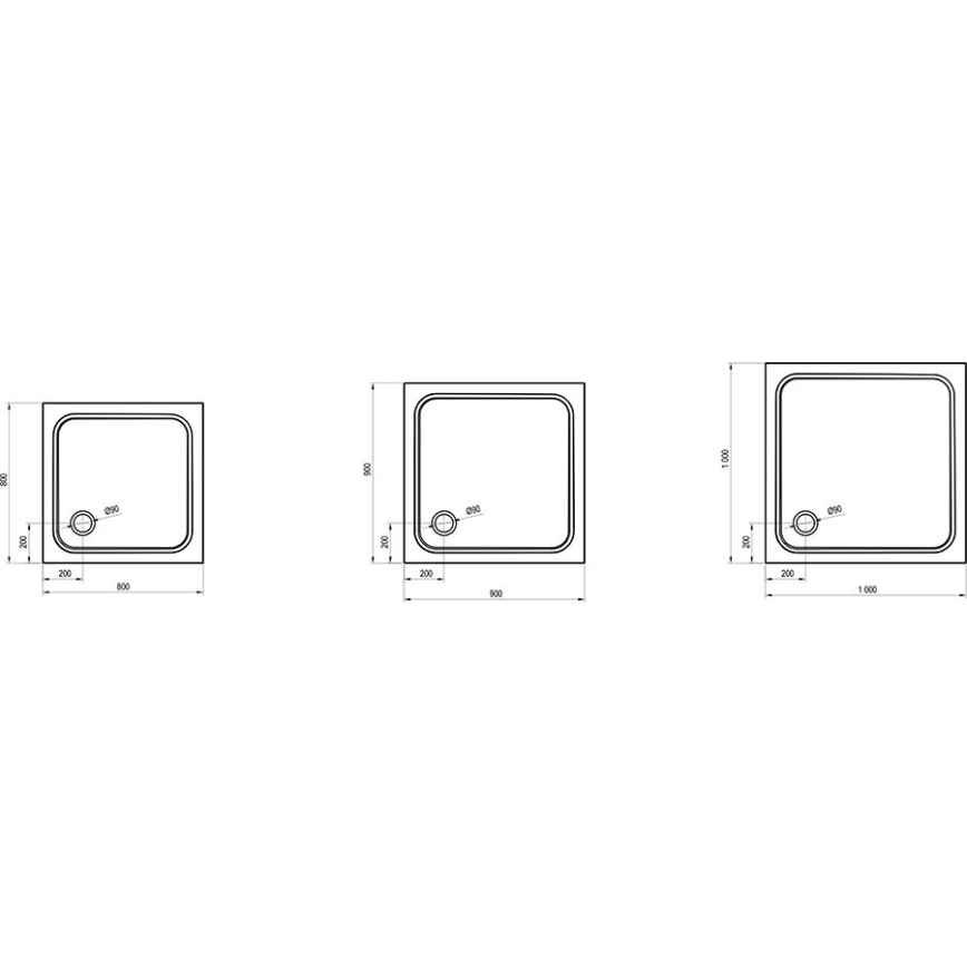 Ravak XA047701010 - Piatto doccia quadrato PERSEUS 90x90 cm bianco