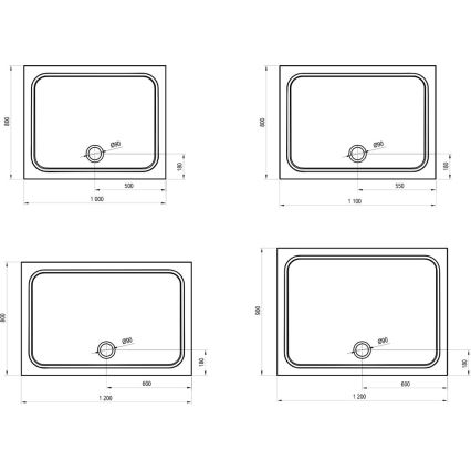 Ravak XA04A701010 - Piatto doccia rettangolare GIGANT 100x90 cm bianco