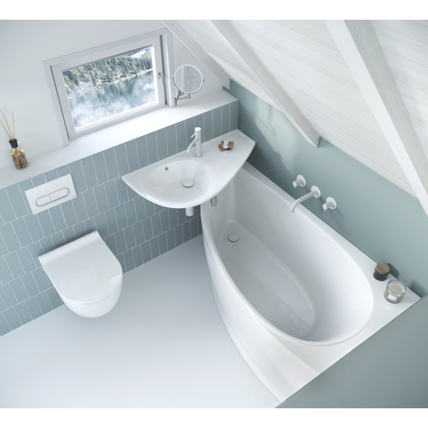 Ravak XJ1P1100000 - Lavabo sospeso AVOCADO 85x45 cm in marmo colato/bianco