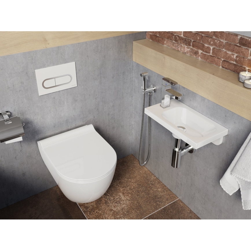 Ravak XJGL1100000 - Lavabo sospeso CHROME 40x22 cm in marmo colato/bianco