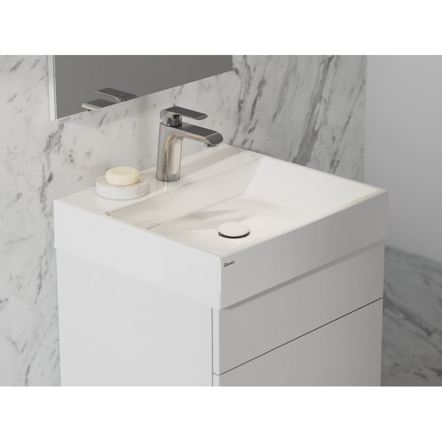 Ravak XJO01250000 - Lavabo sospeso NATURAL 50x45 cm in marmo ricomposto/bianco