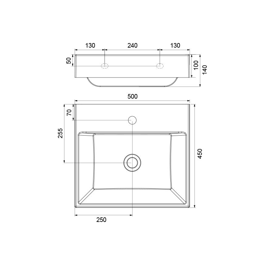 Ravak XJO01250000 - Lavabo sospeso NATURAL 50x45 cm in marmo ricomposto/bianco