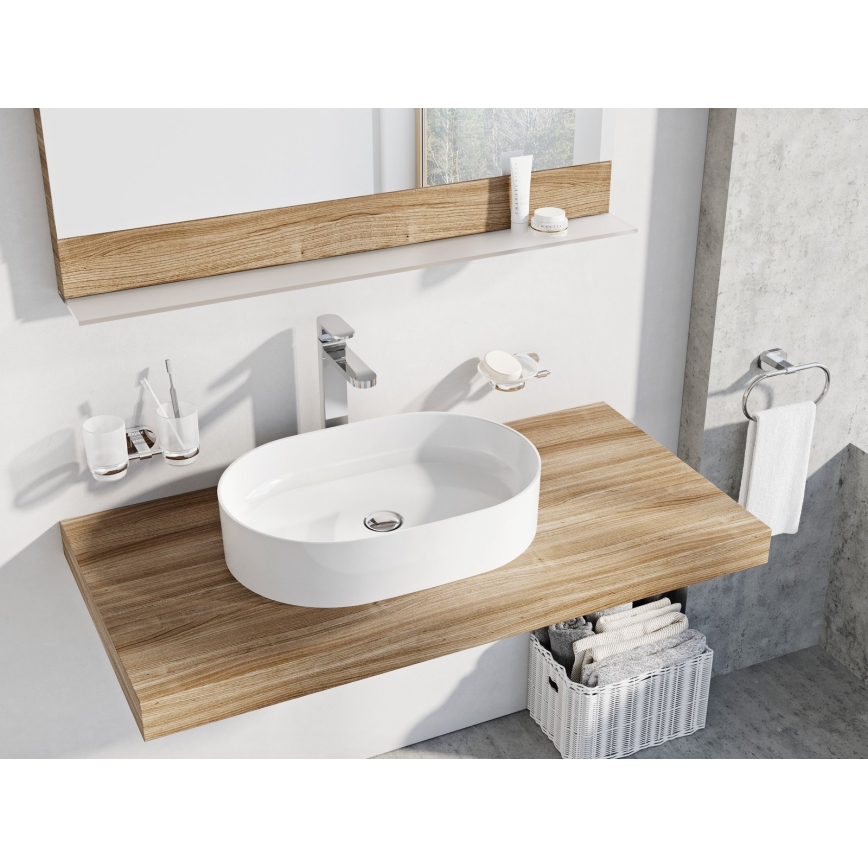 Ravak XJX01155001 - Lavabo da appoggio CERAMIC SLIM 55x37 cm in ceramica/bianco