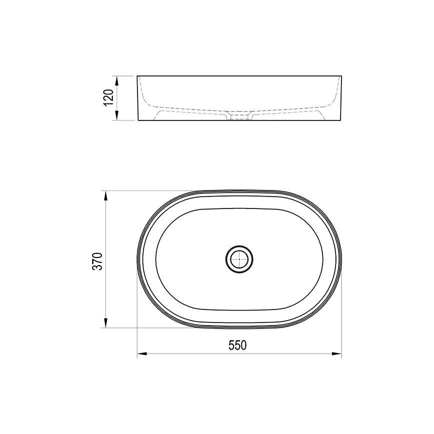 Ravak XJX01155001 - Lavabo da appoggio CERAMIC SLIM 55x37 cm in ceramica/bianco
