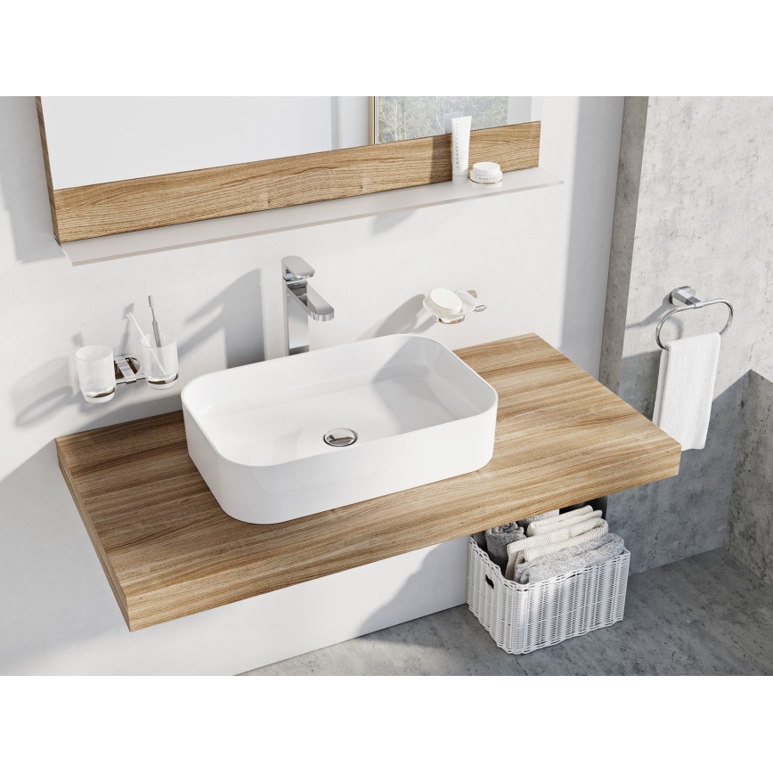 Ravak XJX01155002 - Lavabo da appoggio CERAMIC SLIM 55x37 cm ceramica/bianco
