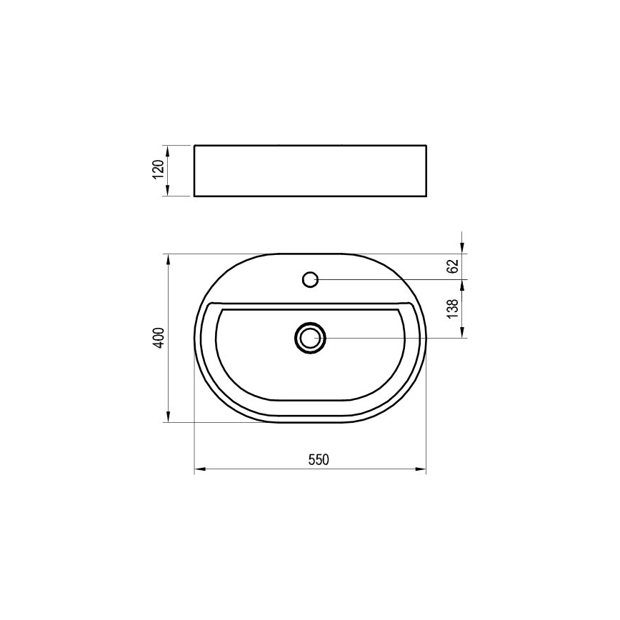 Ravak XJX01155003 - Lavabo da appoggio CERAMIC SLIM 55x40 cm ceramica/bianco
