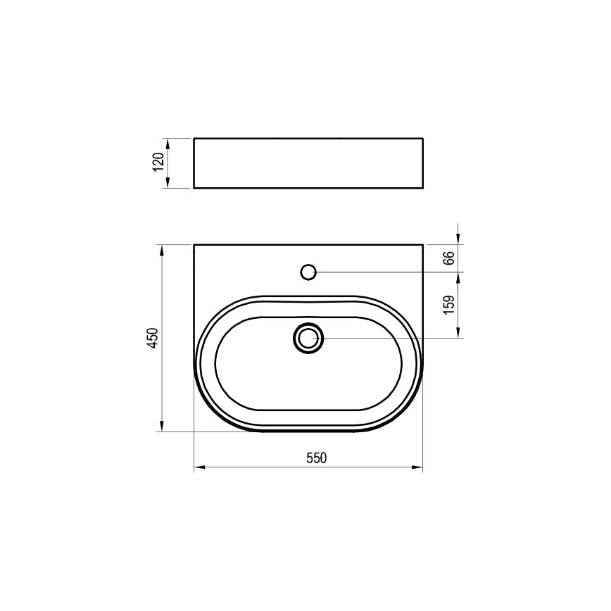 Ravak XJX01155004 - Lavabo da appoggio CERAMIC SLIM 55x45 cm ceramica/bianco