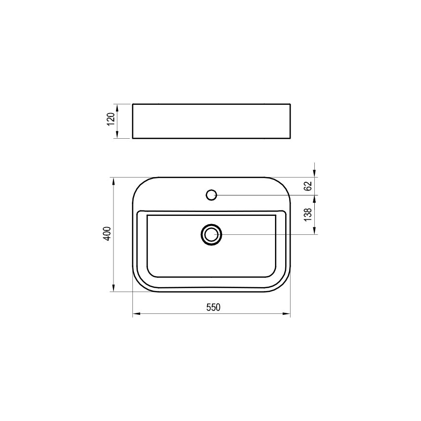 Ravak XJX01155005 - Lavabo da appoggio CERAMIC SLIM 55x40 cm ceramica/bianco