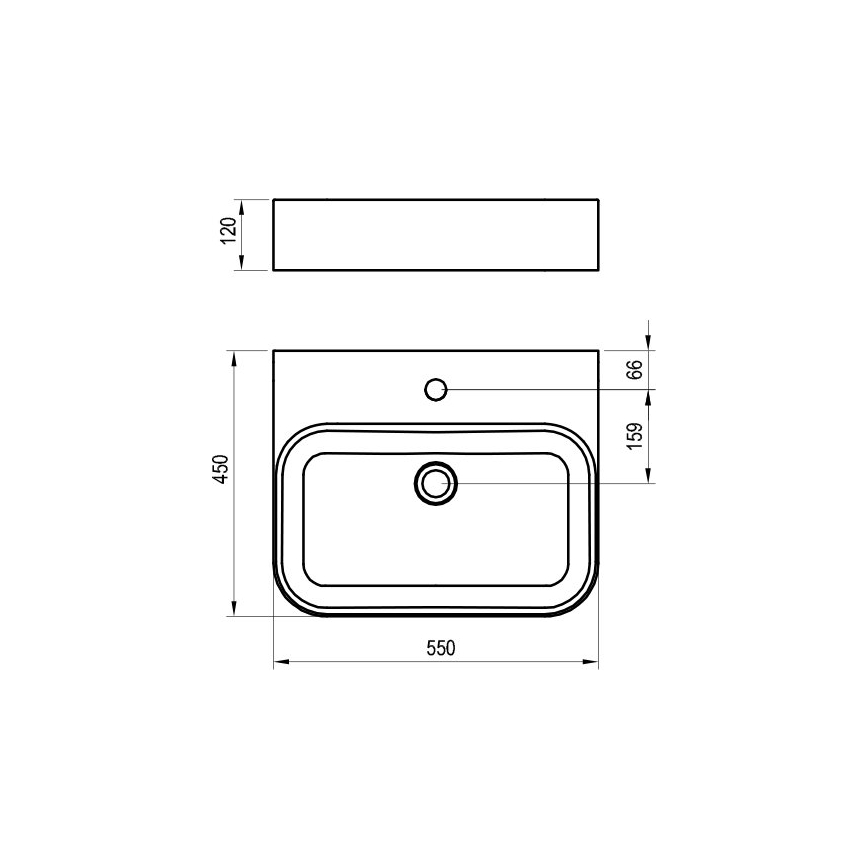 Ravak XJX01155006 - Lavabo da appoggio CERAMIC SLIM 55x45 cm ceramica/bianco