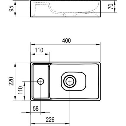 Ravak XJX01240000 - Lavabo da appoggio VEDA SLIM 40x22 cm ceramica/bianco