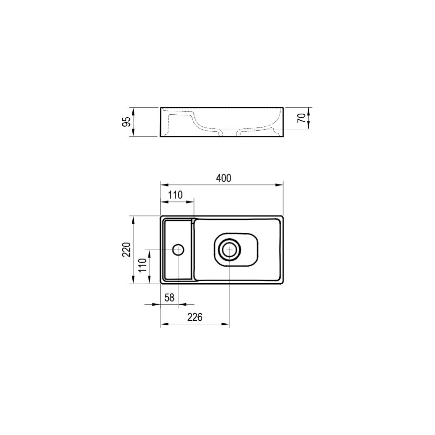Ravak XJX01240000 - Lavabo da appoggio VEDA SLIM 40x22 cm ceramica/bianco