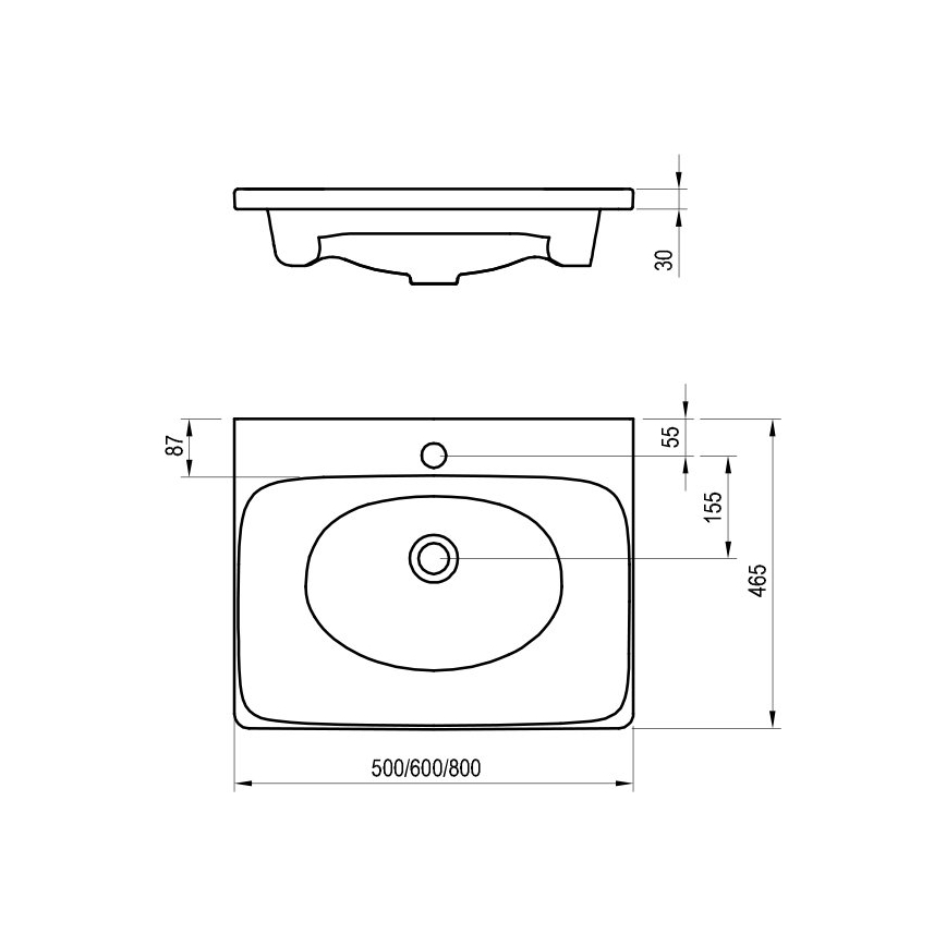 Ravak XJX01250000 - Lavabo da incasso BALANCE 50x46,5 cm ceramica/bianco