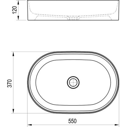 Ravak XJX0D155000 - Lavabo da appoggio CERAMIC SLIM 55x37 cm ceramica/nero