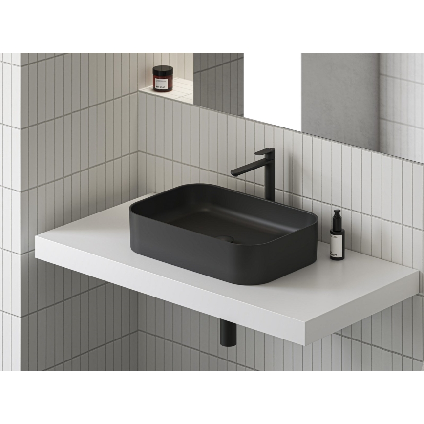 Ravak XJX0D155001 - Lavabo da appoggio CERAMIC SLIM 55x37 cm ceramica/nero
