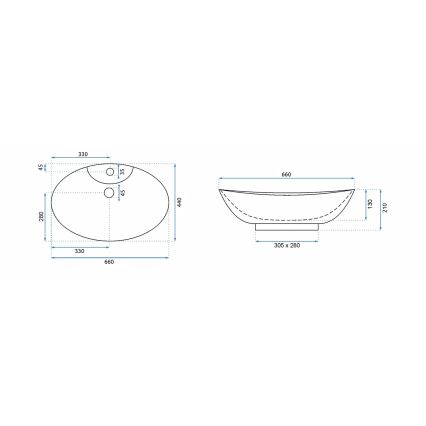 REA-00692 - Lavabo da appoggio ROSA 44x66 cm ceramica/bianco lucido