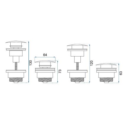 REA-A2360 - Valvola di scarico per lavabo CLICK-CLACK Ø 6,4 cm oro