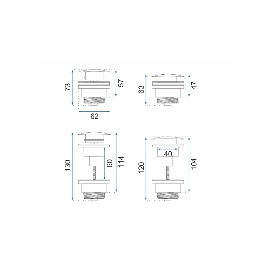 REA-A4100 - Piletta per lavabo CLICK-CLACK Ø 6,4 cm, nero lucido