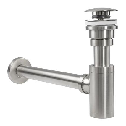 REA-A4400 - Sifone per lavabo con scarico CLICK-CLACK, diametro 6,4 cm, finitura nichel