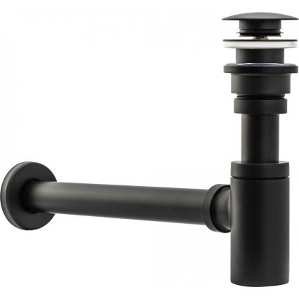 REA-A5215 - Sifone per lavabo con piletta CLICK-CLACK, diametro 6,4 cm, nero opaco