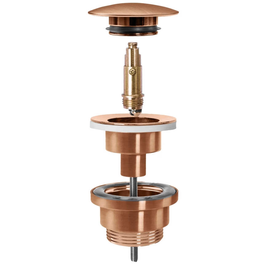 REA-A5632 - Scarico per lavabo CLICK-CLACK, diam. 6,4 cm, in rame spazzolato