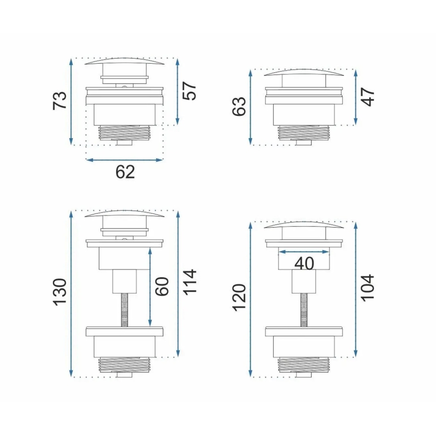 REA-A5632 - Scarico per lavabo CLICK-CLACK, diam. 6,4 cm, in rame spazzolato