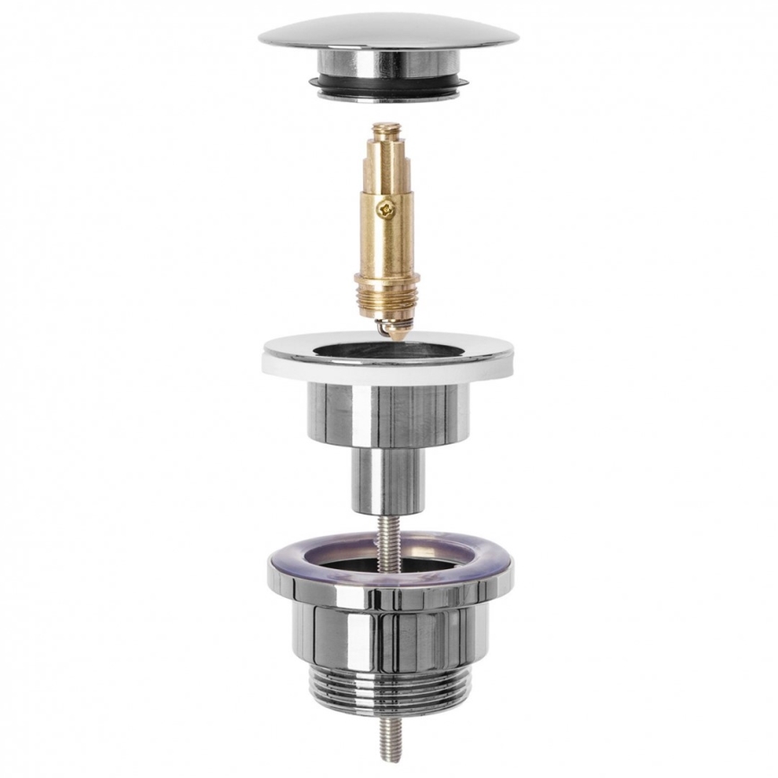 REA-A5693 - Sifone per lavabo con scarico CLICK-CLACK, diam. 6,4 cm, cromo lucido