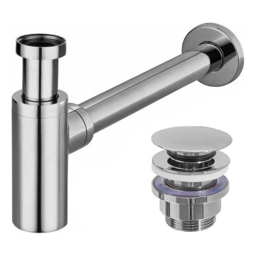REA-A5693 - Sifone per lavabo con scarico CLICK-CLACK, diam. 6,4 cm, cromo lucido