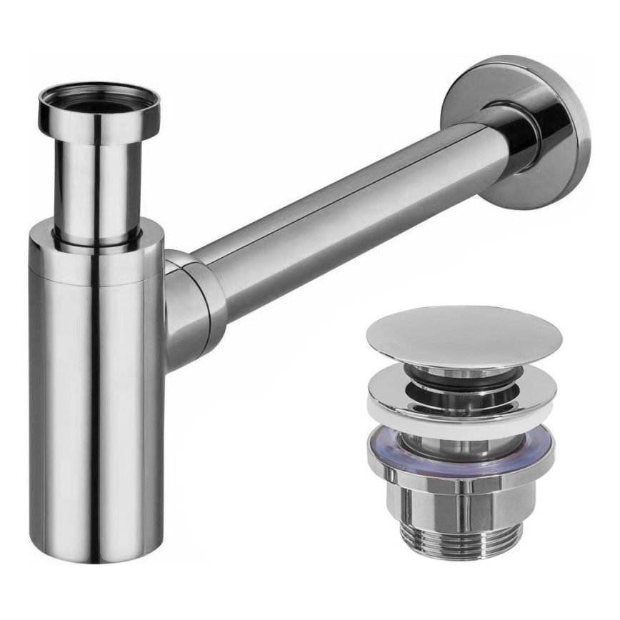 REA-A5693 - Sifone per lavabo con scarico CLICK-CLACK, diam. 6,4 cm, cromo lucido