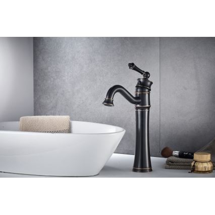 REA-B0227 - Miscelatore per lavabo VINTAGE OLD RETRO 31 cm nero