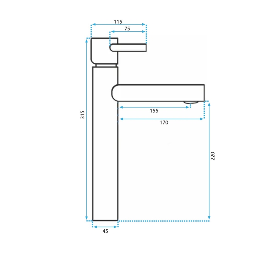 REA-B0229 - Miscelatore per lavabo TESS 31,5 cm nero