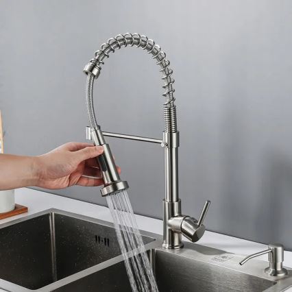 REA-B0417 - Rubinetto da cucina COLIN con doccetta estraibile 42,5 cm, finitura nichel