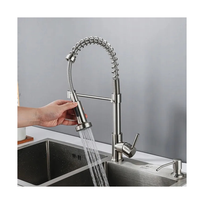 REA-B0417 - Rubinetto da cucina COLIN con doccetta estraibile 42,5 cm, finitura nichel