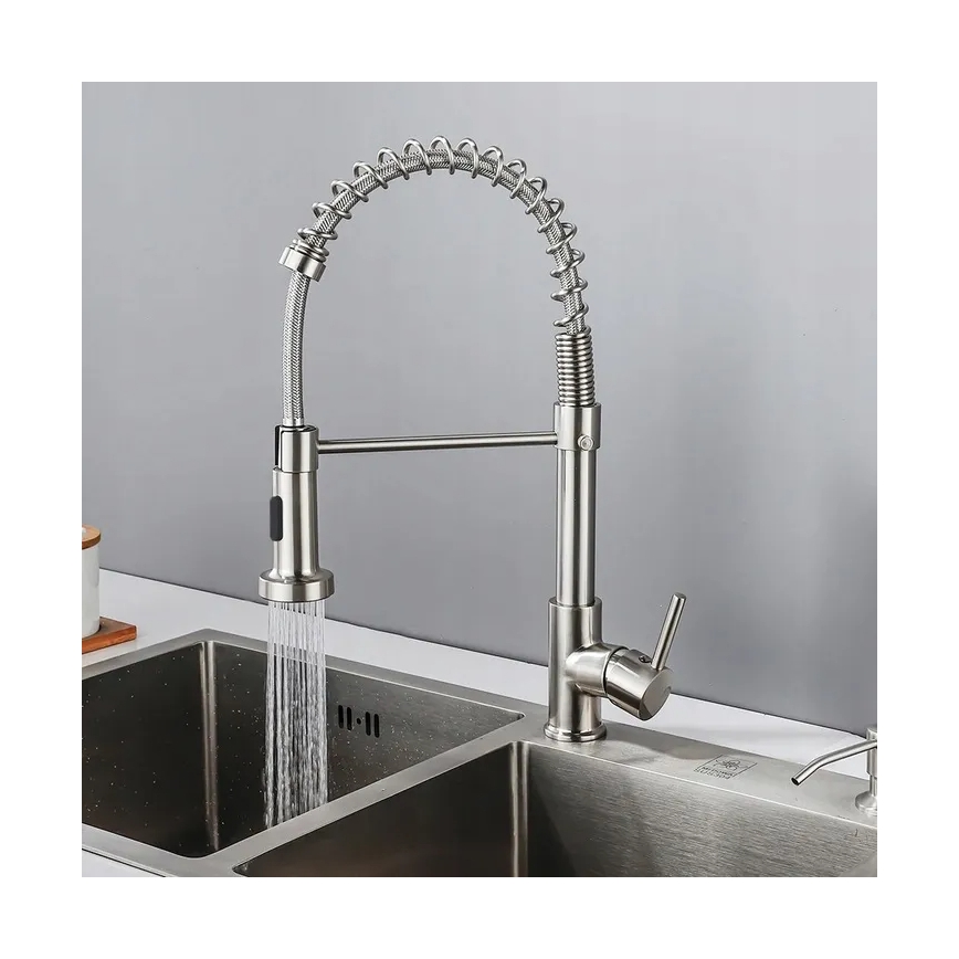 REA-B0417 - Rubinetto da cucina COLIN con doccetta estraibile 42,5 cm, finitura nichel
