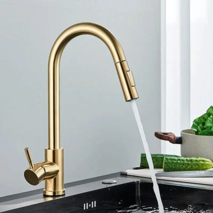 REA-B0669 - Miscelatore per lavello con doccetta estraibile FRESH 39,5 cm oro