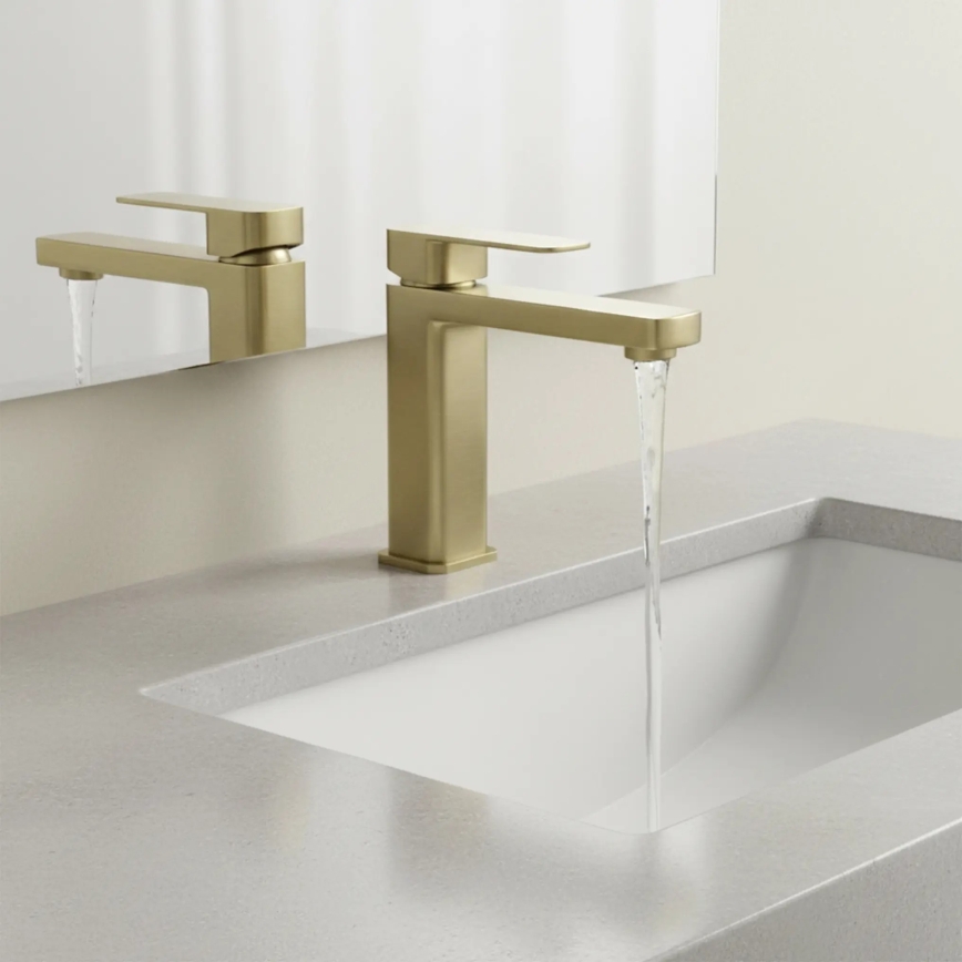 REA-B0976 - Miscelatore per lavabo ARLO 17 cm, finitura oro spazzolato