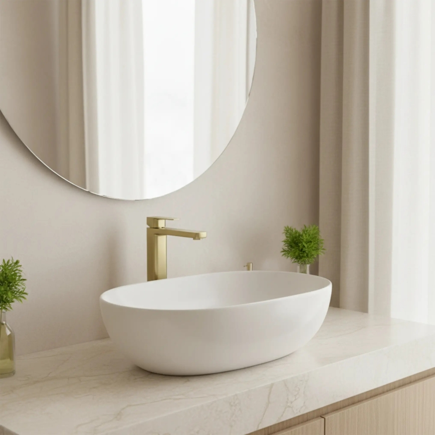 REA-B0977 - Miscelatore per lavabo ARLO 30 cm oro spazzolato