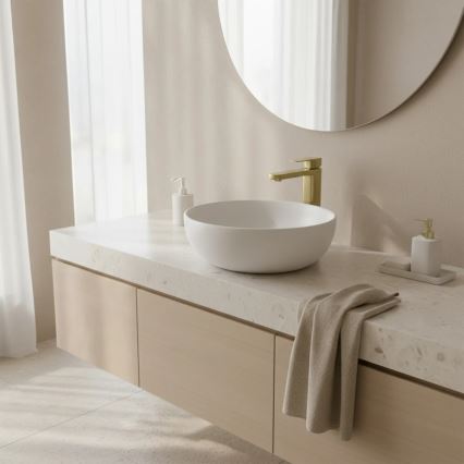 REA-B0977 - Miscelatore per lavabo ARLO 30 cm oro spazzolato