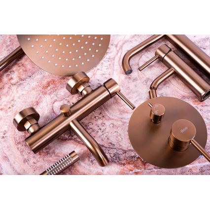 REA-B1112 - Miscelatore per lavabo LUNGO 16,5 cm, finitura in rame spazzolato