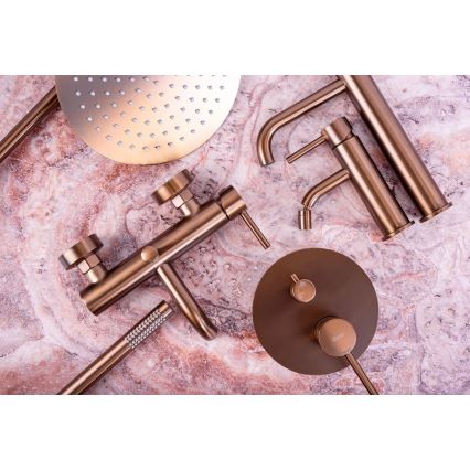 REA-B1112 - Miscelatore per lavabo LUNGO 16,5 cm, finitura in rame spazzolato