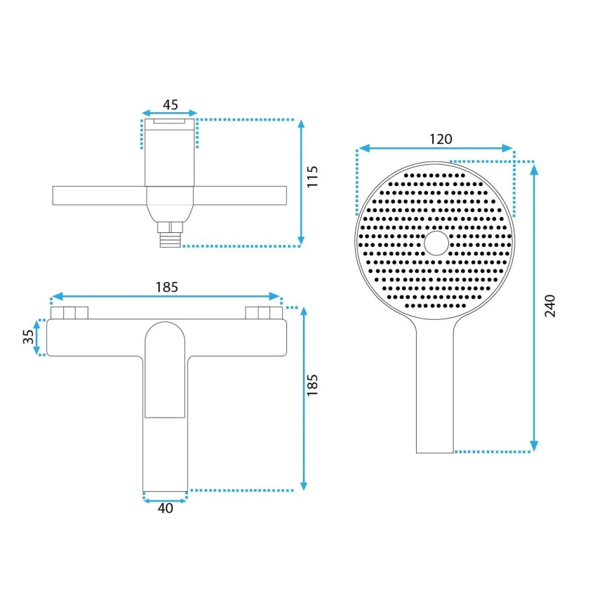 REA-B1128 - Set per vasca AVALON nero