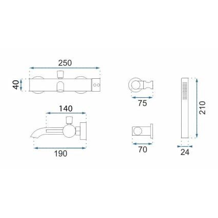 REA-B2352 - Kit per vasca LUNGO titanio