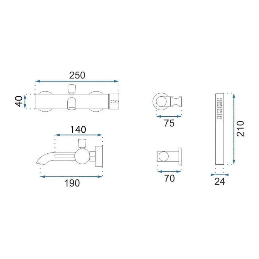 REA-B2352 - Kit per vasca LUNGO titanio